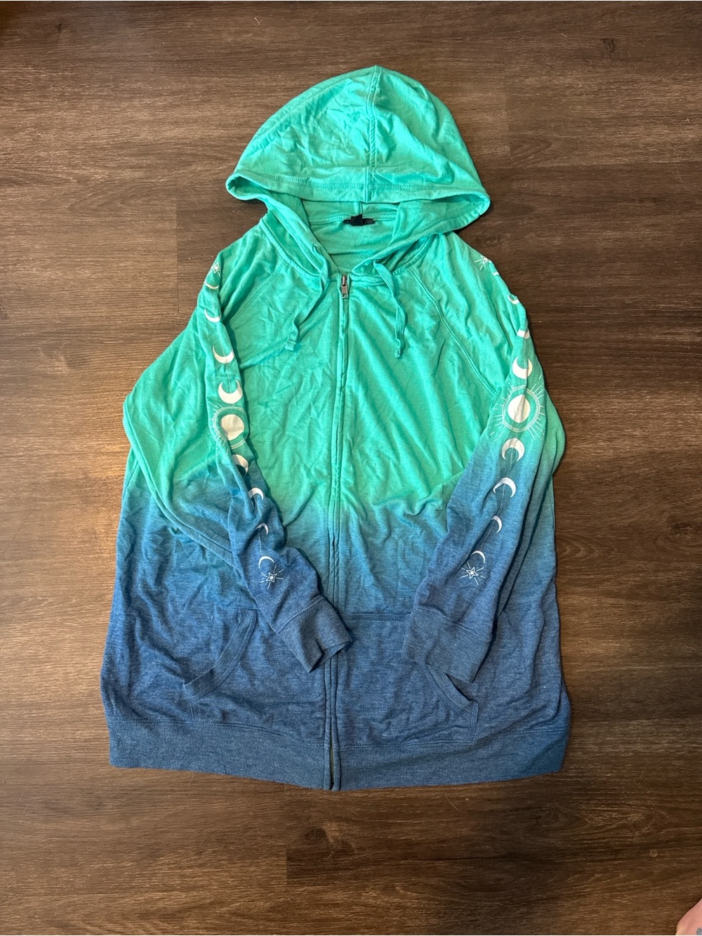 torrid Girls' Ombre Hooded Zip Jacket in Aqua to Navy